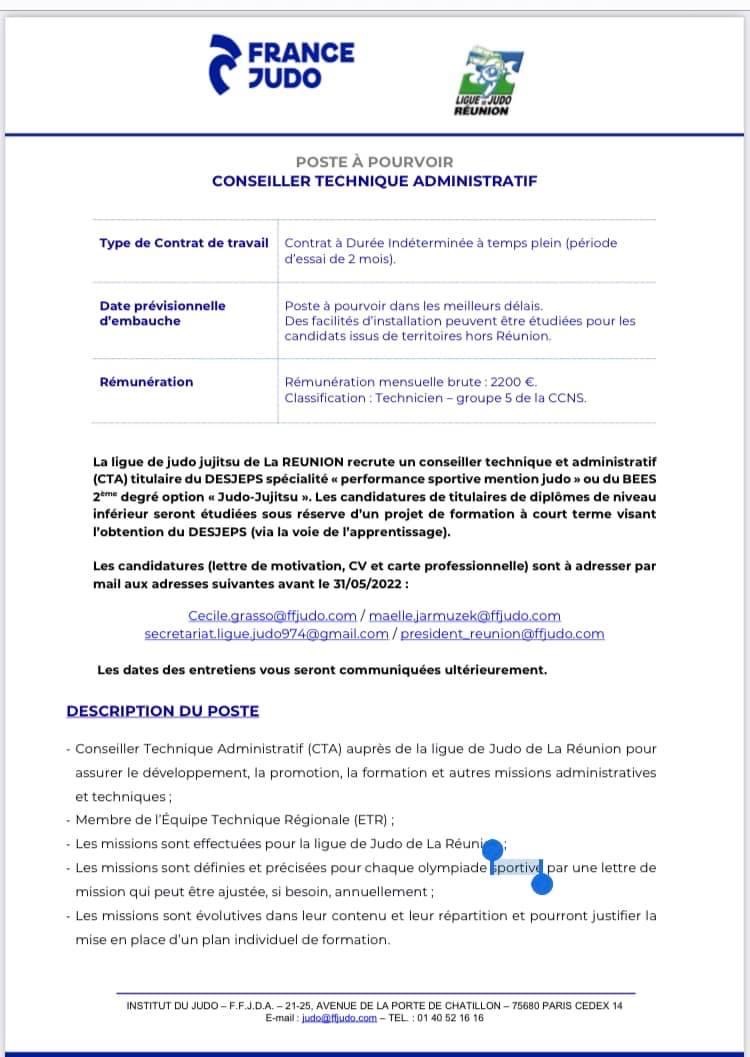 La ligue de Judo de la Réunion recrute !